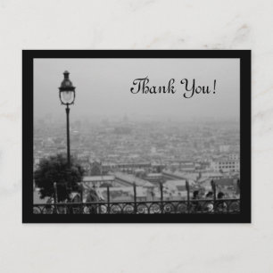 Carte Postale Scène parisienne noir et blanc Merci