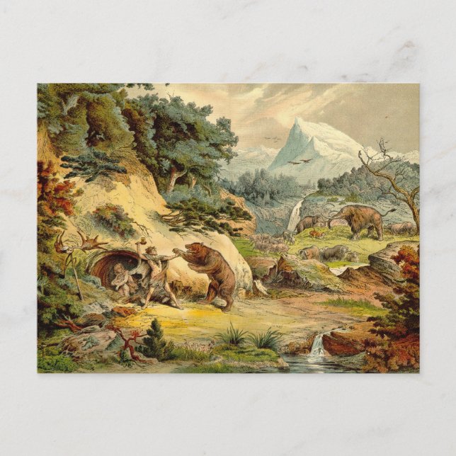 Carte Postale Scène préhistorique Antique Imprimer (Devant)