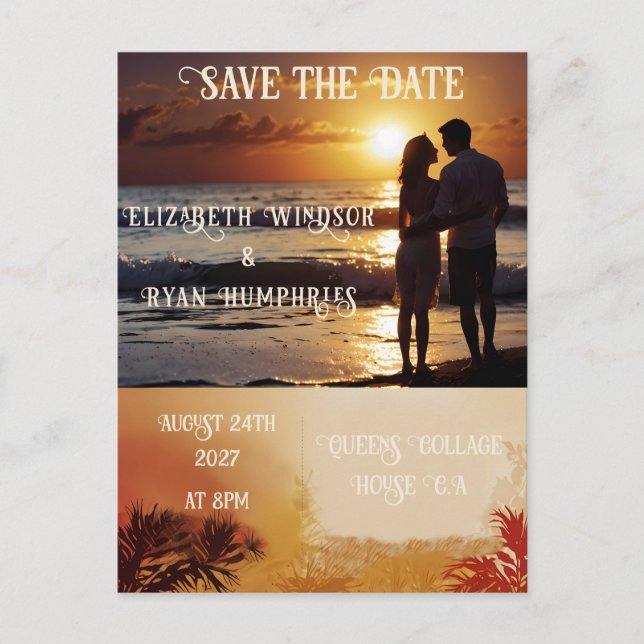 Carte Postale Scène romantique Sunset Beach avec élégance tropic (Devant)