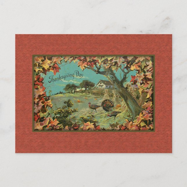 Carte Postale Scène rustique Vintage d'automne (Devant)
