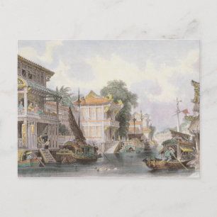 Carte Postale Scène sur le canal Horan près de Canton, vers 1850