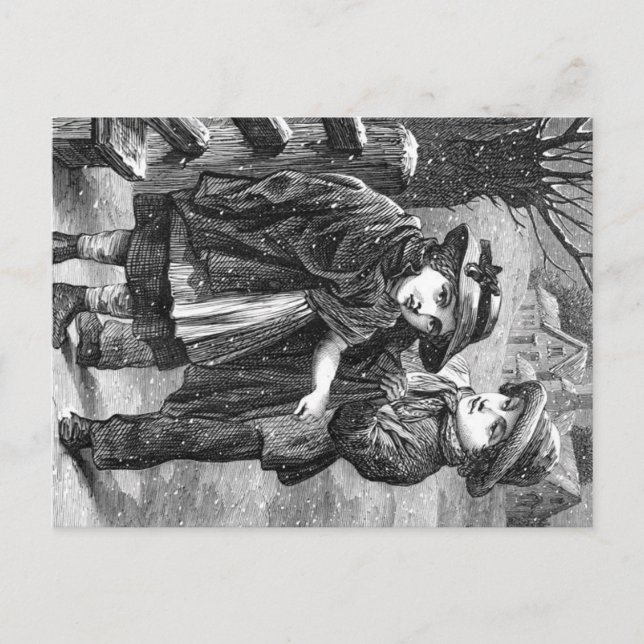 Carte postale - scène vintage d'hiver (Devant)