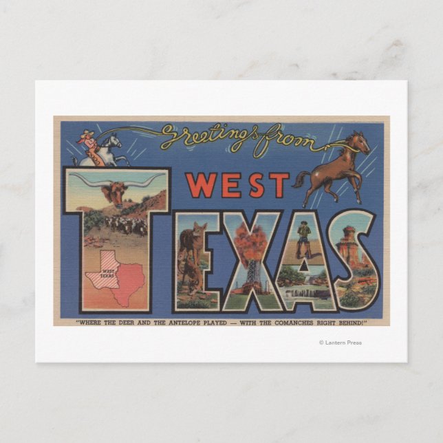 Carte Postale Scènes de grandes lettres du Texas (occidental) (Devant)