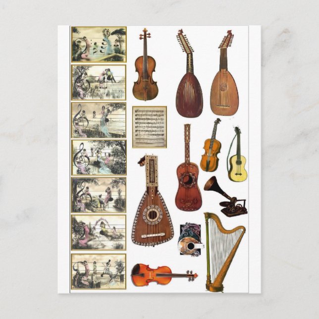 Carte Postale Scènes et instruments de musique (Devant)
