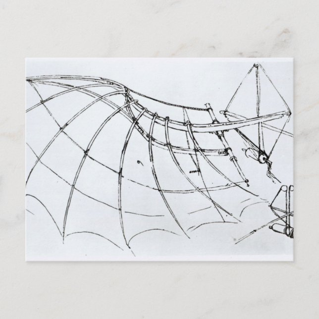 Carte Postale Schéma d'une aile mécanique (Devant)