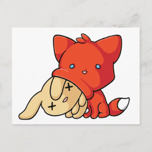 Carte Postale SCHLUP Fox manger du lapin
