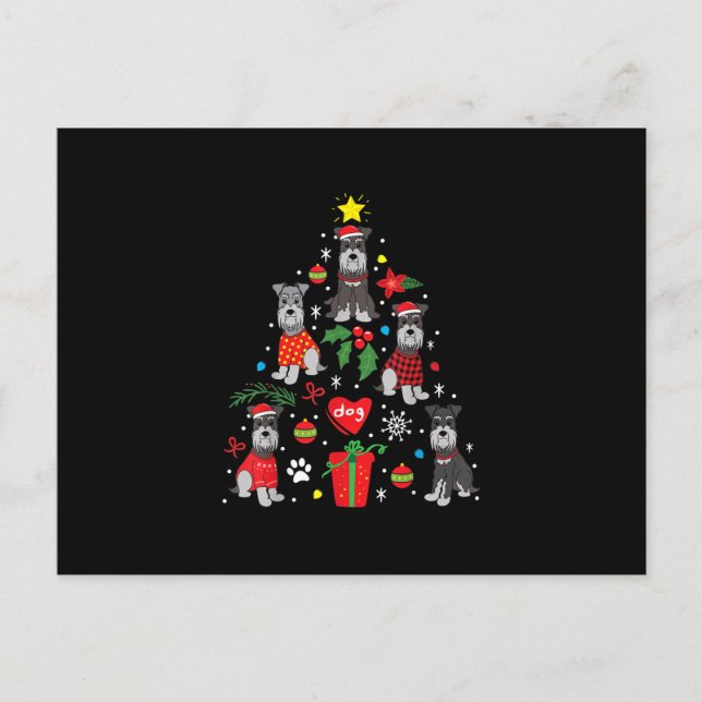 Carte Postale Schnauzer Arbre de Noël Ornement Drôle chien anima (Devant)