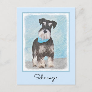 Carte Postale Schnauzer (Miniature) Peinture - Chien original mi