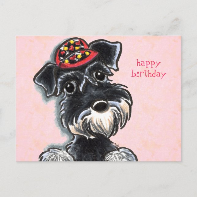 Carte Postale Schnauzer Red Casquette Off-Leash Art™ (Devant)