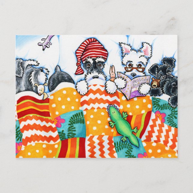 Carte Postale Schnauzers Et Snoozes (Devant)