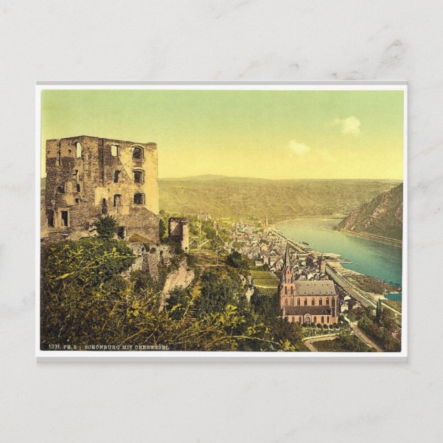 Carte Postale Schonburg et Oberwesel, Rhin, Allemagne rare P (Devant)