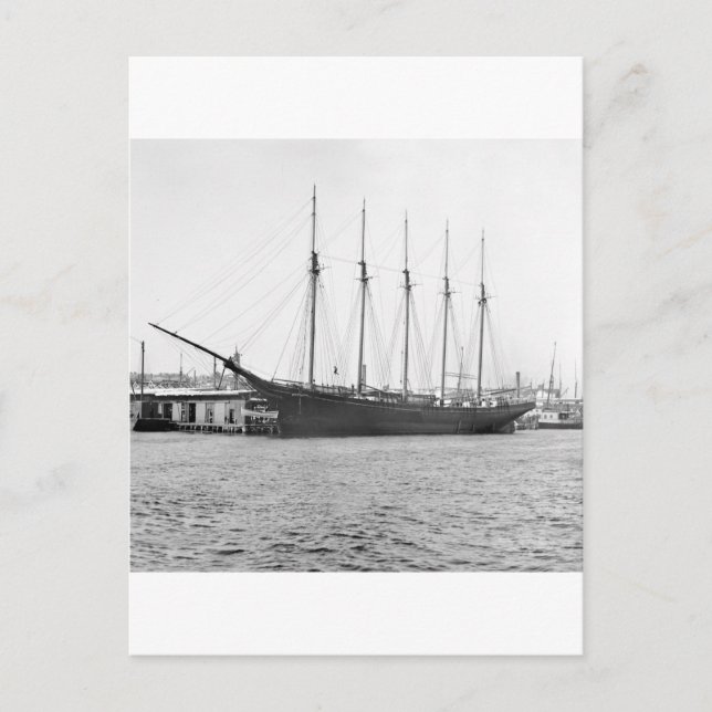 Carte Postale Schooner à cinq mâts, années 1800 (Devant)