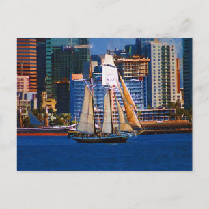 Carte Postale Schooner, San Diego Harbour, CA