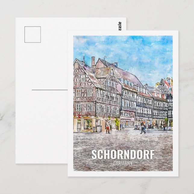 Carte Postale Schorndorf Allemagne Fameux Travel Place Watercolo (Devant / Derrière)