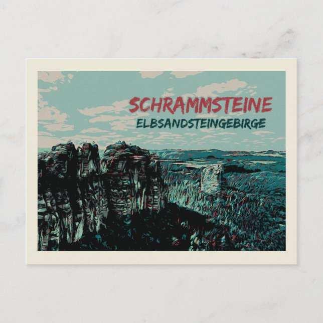 Carte Postale Schrammsteine, Monts Elbe Sandstone (Devant)