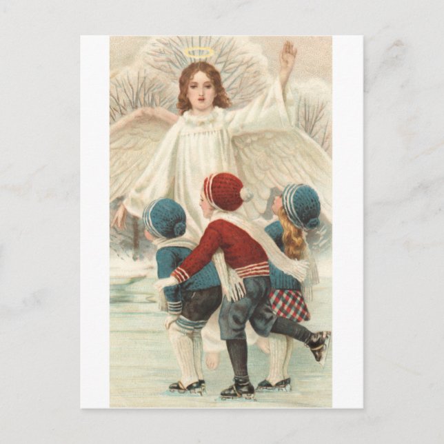 Carte Postale Schutzengel und Eislauf Schlittschuh (Devant)
