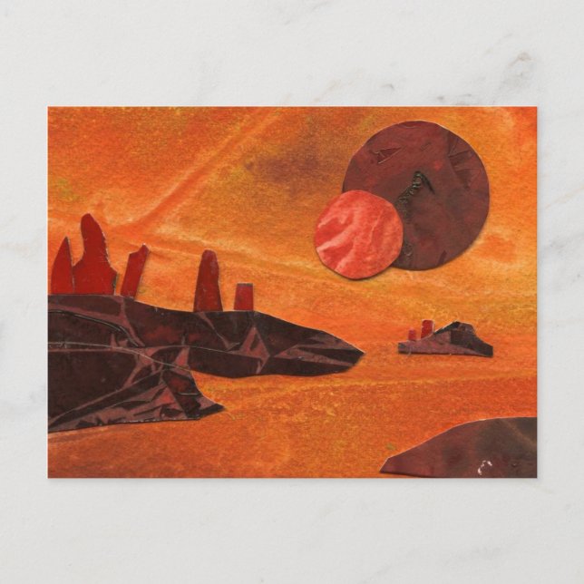 Carte Postale Sci-Fi "Mer du Feu" doubles soleils, Mer de lave (Devant)