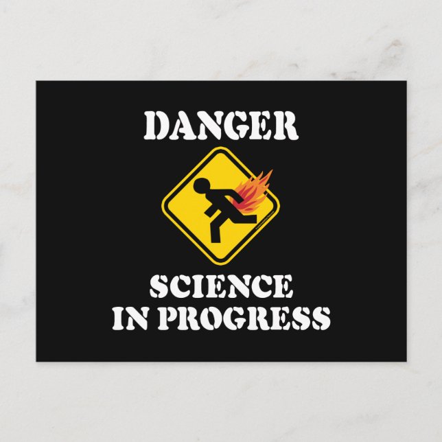 Carte Postale Science du danger en cours - Humour de pet enflamm (Devant)