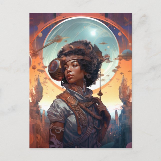 Carte Postale Science-fiction Femme noire Afrofuturisme (Devant)