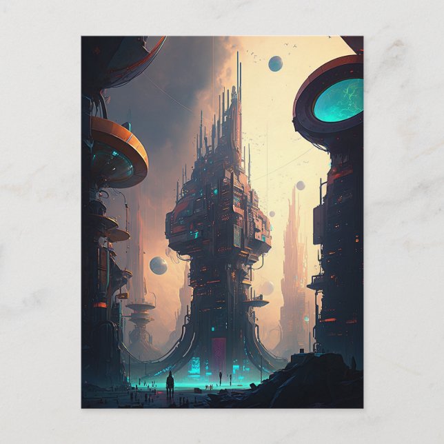 Carte postale Science Fiction Futuriste Ville (Devant)