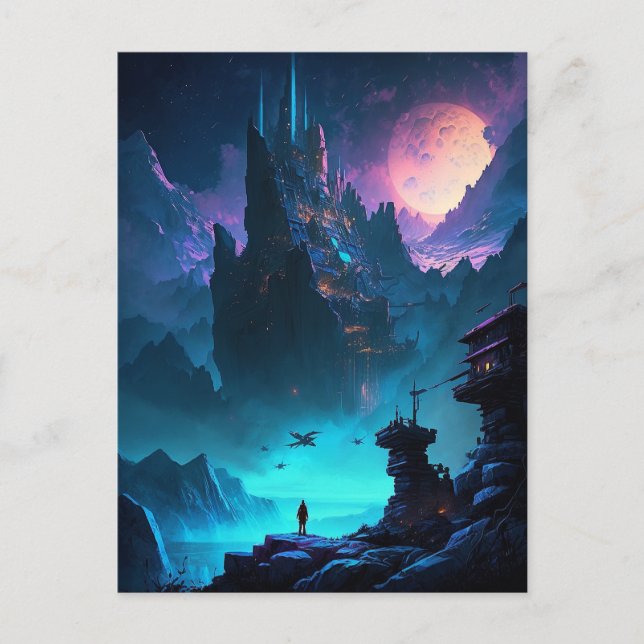 Carte postale Science Fiction Futuriste Ville (Devant)