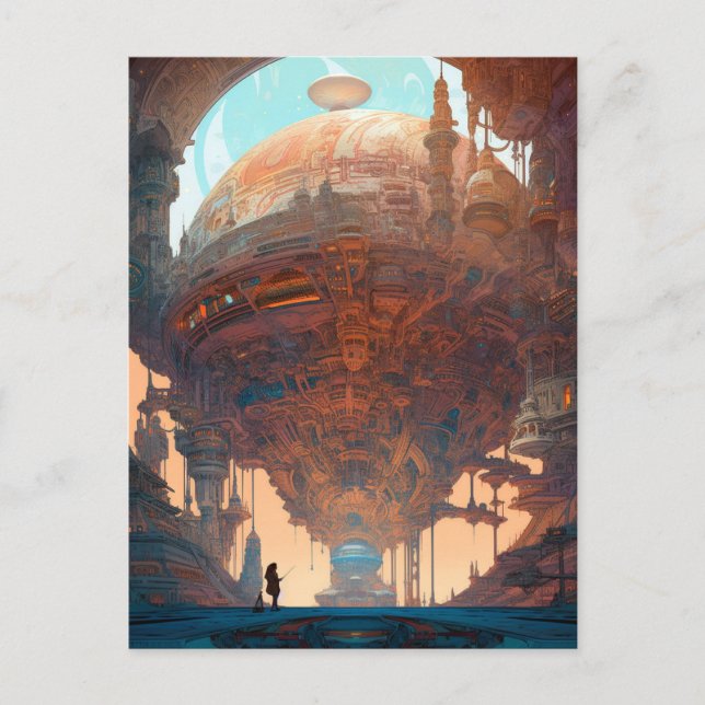 Carte Postale Science Fiction Ville Paysage Sci Fi (Devant)