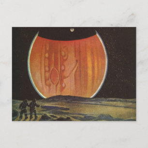Carte Postale Science-fiction vintage, astronautes sur Ganymede