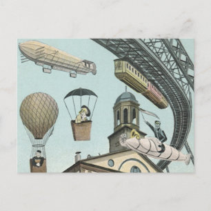 Carte Postale Science Fiction vintage, Victorian Steam Punk City