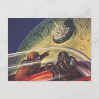 Science-fiction vintage, ville futuriste sur la lu
