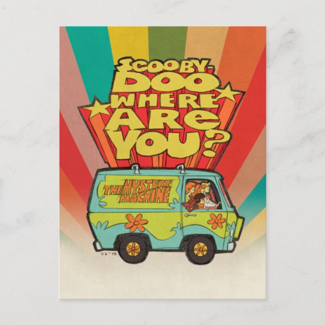 Carte Postale Scooby-Doo | "Où Es-Tu ?" Retro Cartoon Van (Devant)