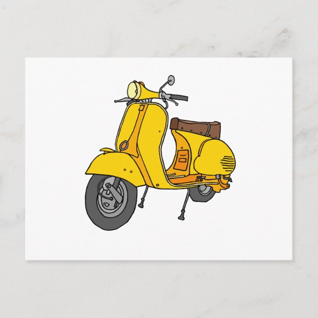 Carte Postale Scooter à moteur jaune (Devant)