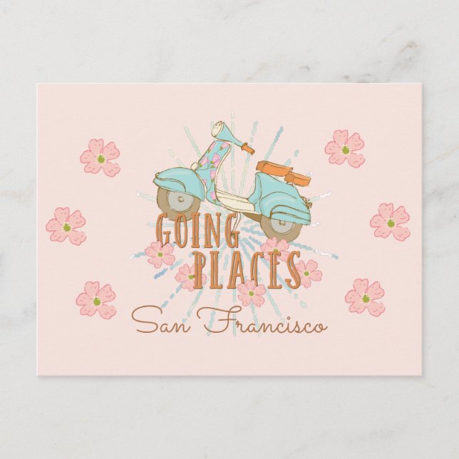 Carte Postale Scooter Boho Aller Places (Devant)