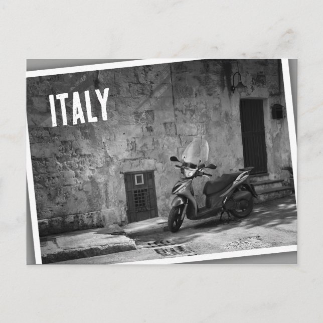 Carte Postale Scooter en noir et blanc (Devant)