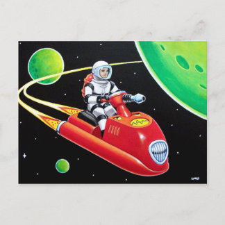 CARTE POSTALE SCOOTER SPATIAL
