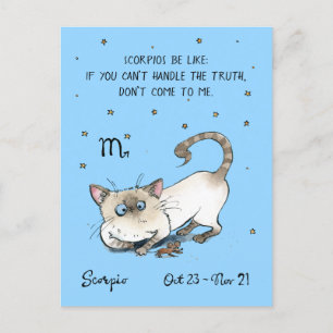 Carte postale Scorpio amusante Zodiac Chat Panneau