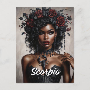 Carte Postale Scorpio Black Woman Scorpion Goth Art