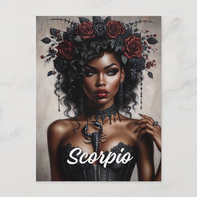 Carte Postale Scorpio Black Woman Scorpion Goth Art (Devant)