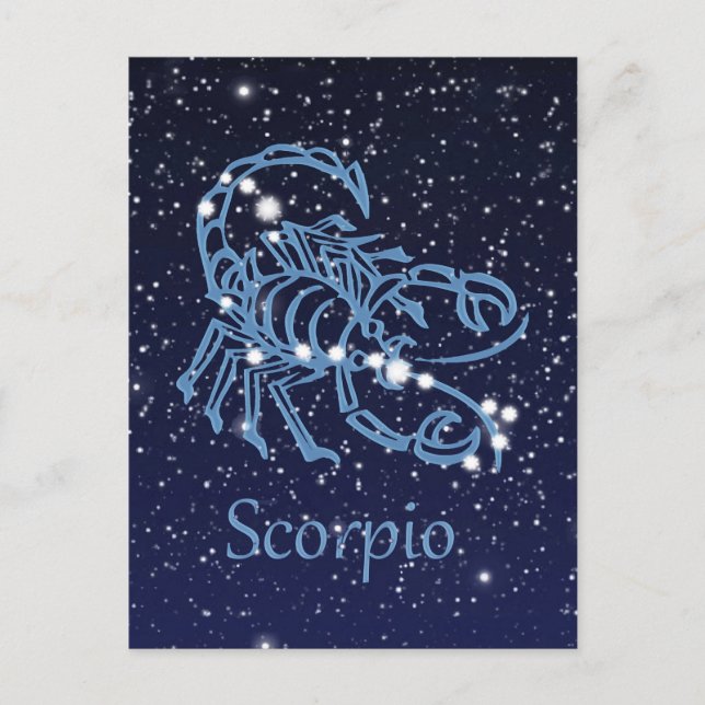 Carte Postale Scorpio Constellation & Zodiac Signe avec étoiles (Devant)