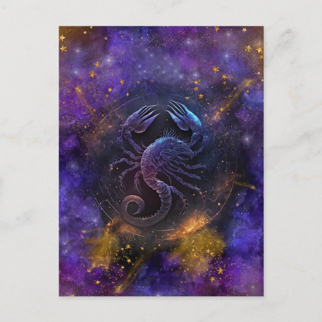 Carte Postale Scorpio signe Zodiac Aquarelle Design (Devant)