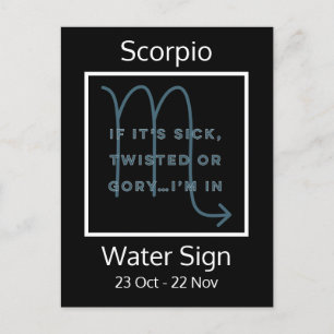 Carte Postale Scorpio Zodiac Signal amusant Citation en bleu et 