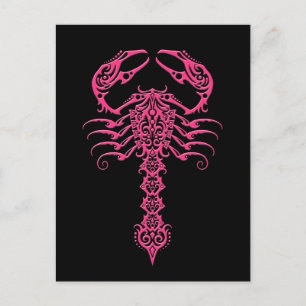Carte Postale Scorpion tribal rose et noir