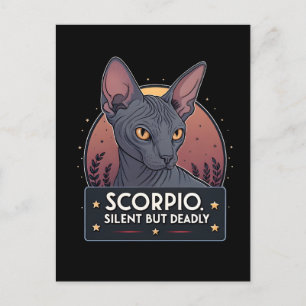 Carte Postale Scorpion Zodiaque Chat Sphynx Art Mortel Silencieu