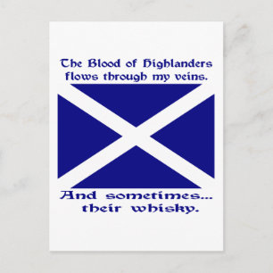 Carte Postale Scot Highlander Sang & Whisky