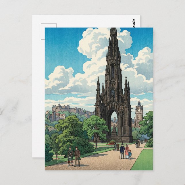 Carte Postale Scott Monument of Edinburgh Japanese Woodblock Pri (Devant / Derrière)