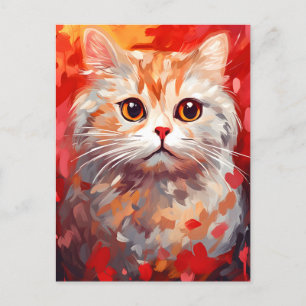 Carte Postale Scottish Fold Cat Saint Valentin