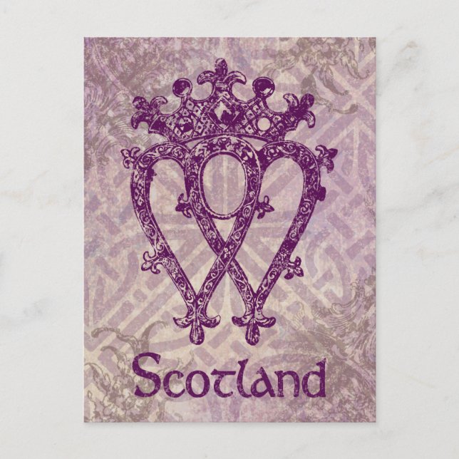 Carte Postale Scottish Luckenbooth violet noeud celtique (Devant)
