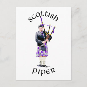 Carte Postale Scottish Piper - Violet