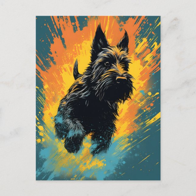 Carte Postale Scottish Terrier art (Devant)