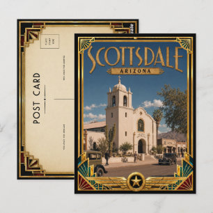Carte Postale Scottsdale Arizona Art Déco Vintage de l'Âge d'Or