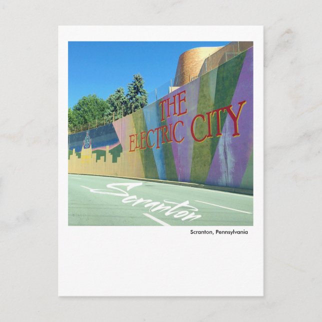 Carte Postale Scranton PA - La murale électrique de la ville (Devant)
